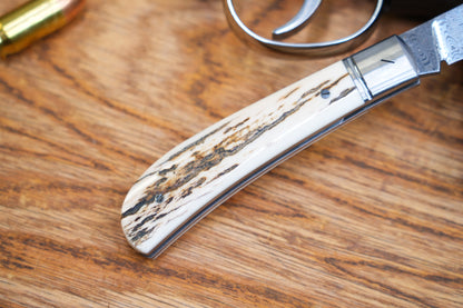 3 Lanny custom handmade Damascus mammoth tusk legal non-locking pocket knife