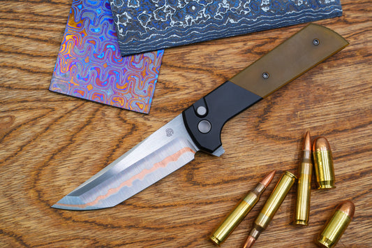 Chop2 Copper Sandwich Five Layers Wave Forg Blade PEI Amber Handle