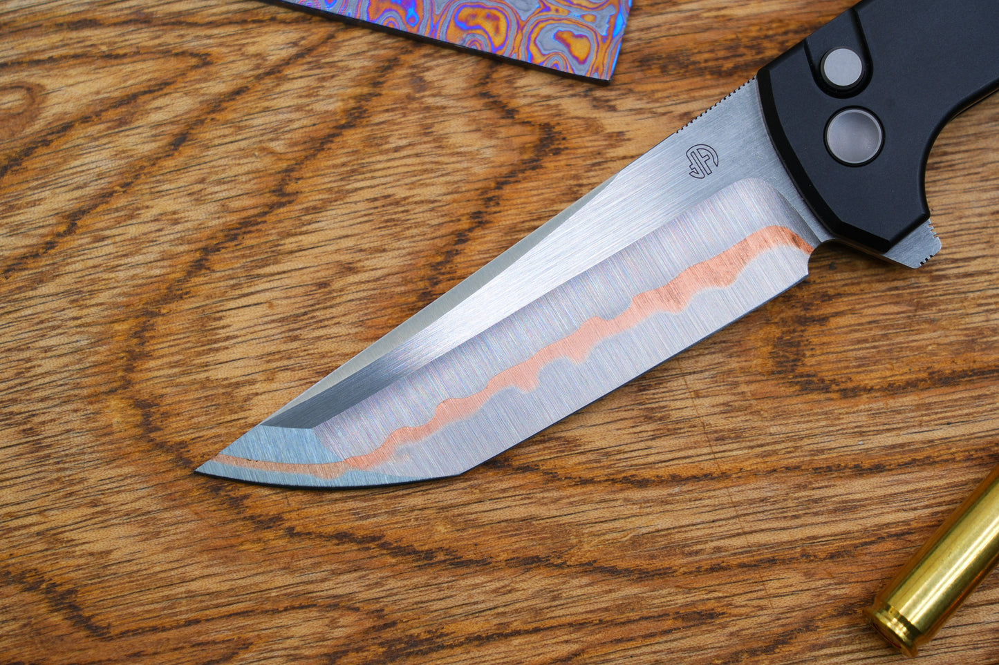 Chop2 2407-PEI-5 Copper Sandwich Five Layers Wave Forg Blade PEI Amber Handle