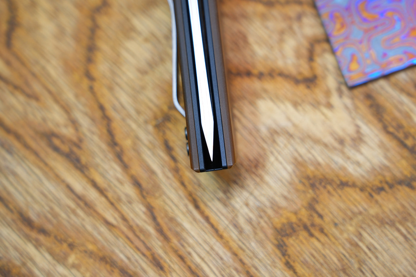 Chop2 2407-PEI-5 Copper Sandwich Five Layers Wave Forg Blade PEI Amber Handle