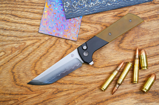 【Chop2】PEI Scale Aluminium CNC Handle Classic Forge Wave three-layer steel Blade