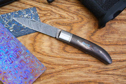 【Swift】 vegas damascus Ceramic carbon fiber handle Pocket Knife No lock