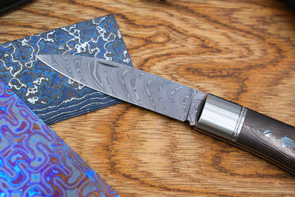 【Swift】 vegas damascus Ceramic carbon fiber handle Pocket Knife No lock
