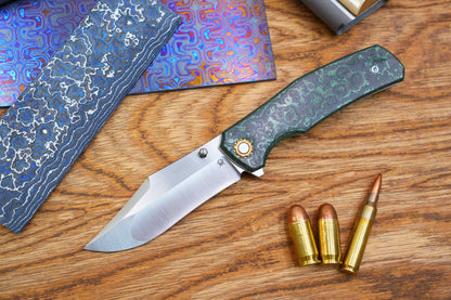 Jellyfish 4th Green Generation Super Smooth M390 Blade Hand Polished Titanium Frame Ceramic Carbon Fiber Handle