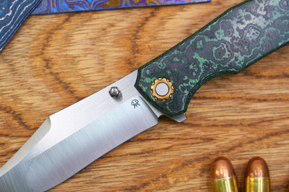Jellyfish 4th Green Generation Super Smooth M390 Blade Hand Polished Titanium Frame Ceramic Carbon Fiber Handle