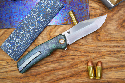 Jellyfish 4th Green Generation Super Smooth M390 Blade Hand Polished Titanium Frame Ceramic Carbon Fiber Handle