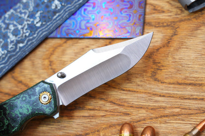 Jellyfish 4th Green Generation Super Smooth M390 Blade Hand Polished Titanium Frame Ceramic Carbon Fiber Handle