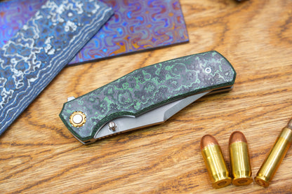 Jellyfish 4th Green Generation Super Smooth M390 Blade Hand Polished Titanium Frame Ceramic Carbon Fiber Handle