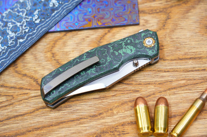 Jellyfish 4th Green Generation Super Smooth M390 Blade Hand Polished Titanium Frame Ceramic Carbon Fiber Handle