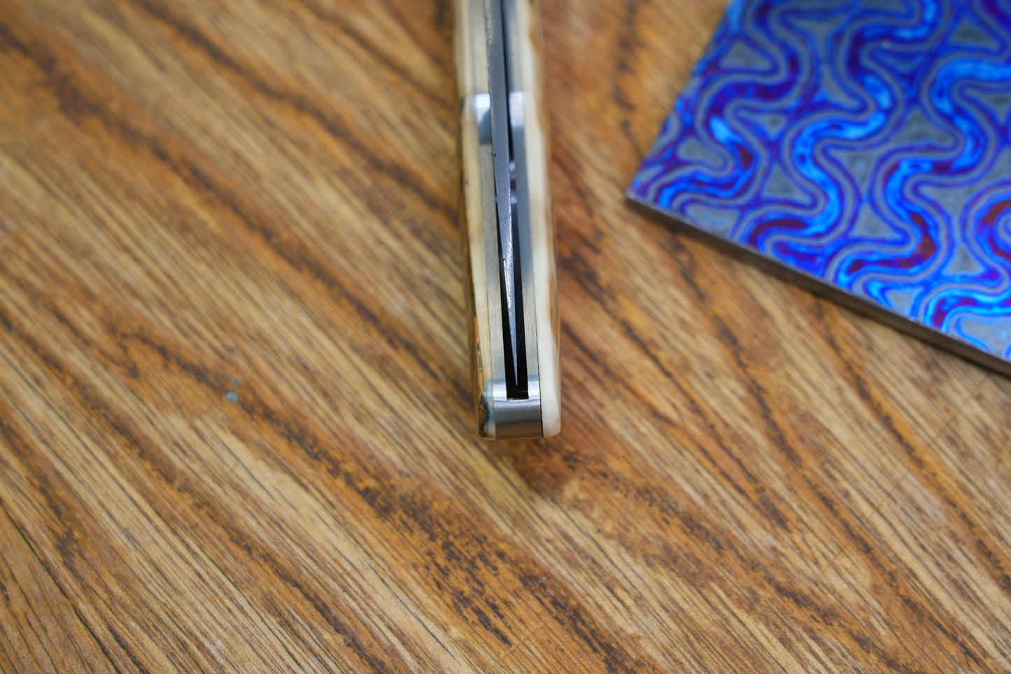 4 Swift Mammoth Tusk Fancy Legal Steel Frame Damascus Steel No Lock Handmade Pocket Knife