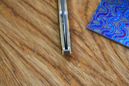 5 Swift Mammoth Tusk Fancy Legal Steel Frame Damascus Steel No Lock Handmade Pocket Knife