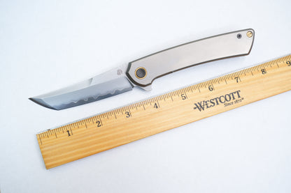 【Zero】2507-Flat Tanto Blade Ti Flat Handle&Clip Smooth Flippers