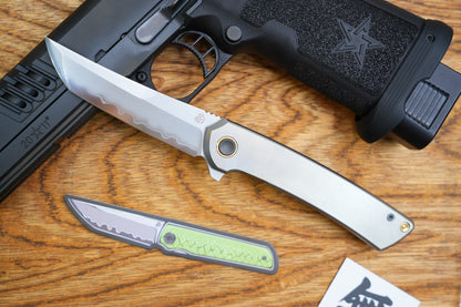 【Zero】2507-Flat Tanto Blade Ti Flat Handle&Clip Smooth Flippers