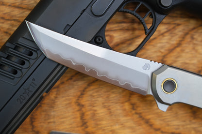 【Zero】2507-Flat Tanto Blade Ti Flat Handle&Clip Smooth Flippers
