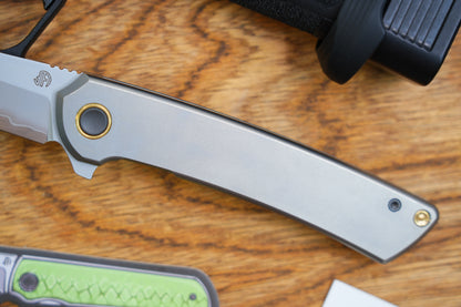 【Zero】2507-Flat Tanto Blade Ti Flat Handle&Clip Smooth Flippers