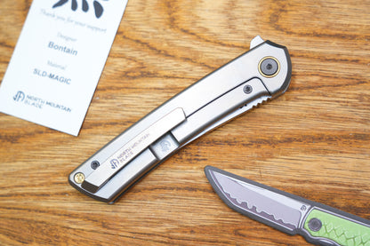 【Zero】2507-Flat Tanto Blade Ti Flat Handle&Clip Smooth Flippers