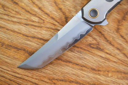 【Zero】2507-Hole Tanto Blade Ti Hole Handle&Clip Smooth Flippers