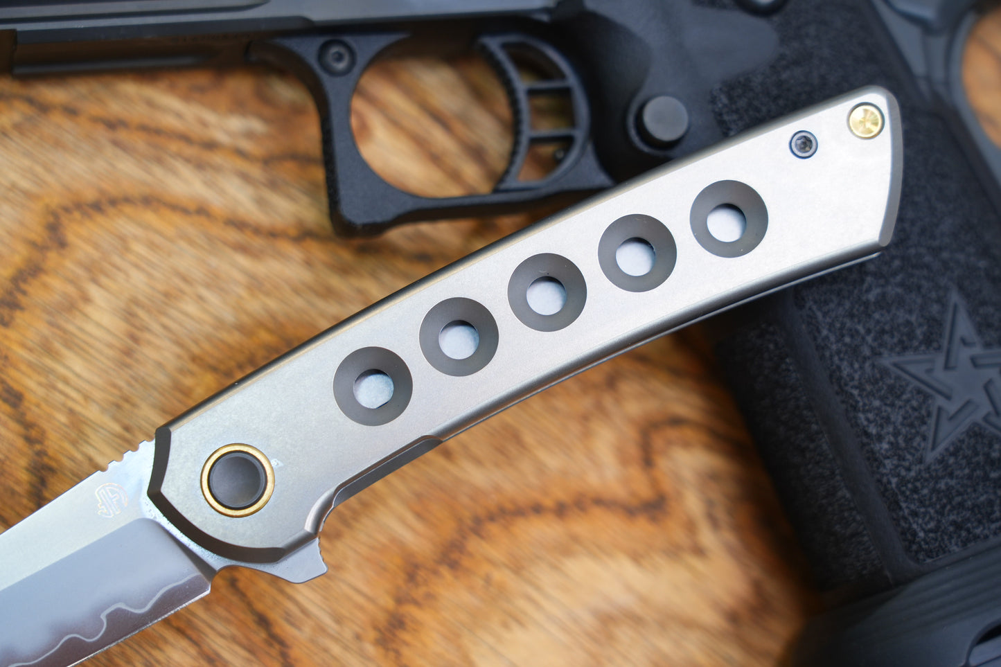 【Zero】2507-Hole Tanto Blade Ti Hole Handle&Clip Smooth Flippers