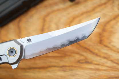 【Zero】2507-Hole Tanto Blade Ti Hole Handle&Clip Smooth Flippers