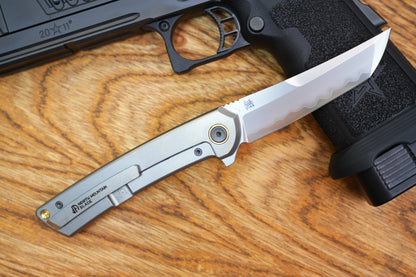 【Zero】2507-Hole Tanto Blade Ti Hole Handle&Clip Smooth Flippers