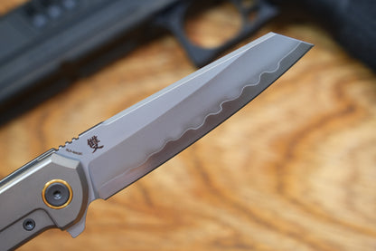 【Echo】2506-Hole Sheepsfoot Blade Ti Hole Handle&Clip Smooth Flippers
