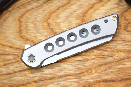 【Echo】2506-Hole Sheepsfoot Blade Ti Hole Handle&Clip Smooth Flippers