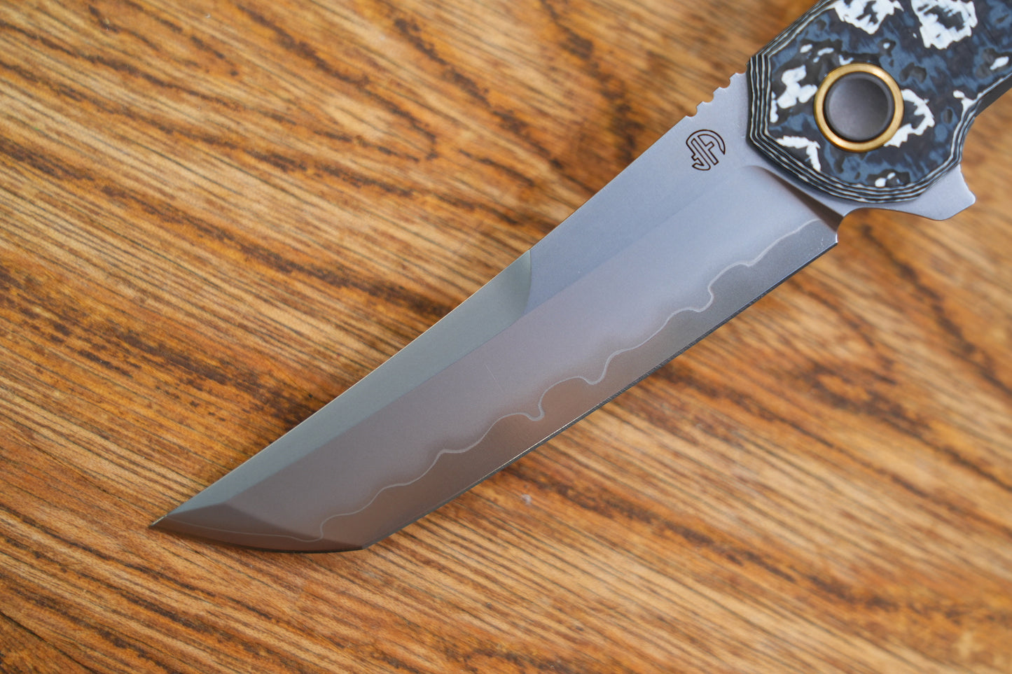 【Zero】2507-WHCF Tanto Blade White Ceramic Carbon Fiber Ti Handle&Clip Smooth Flippers