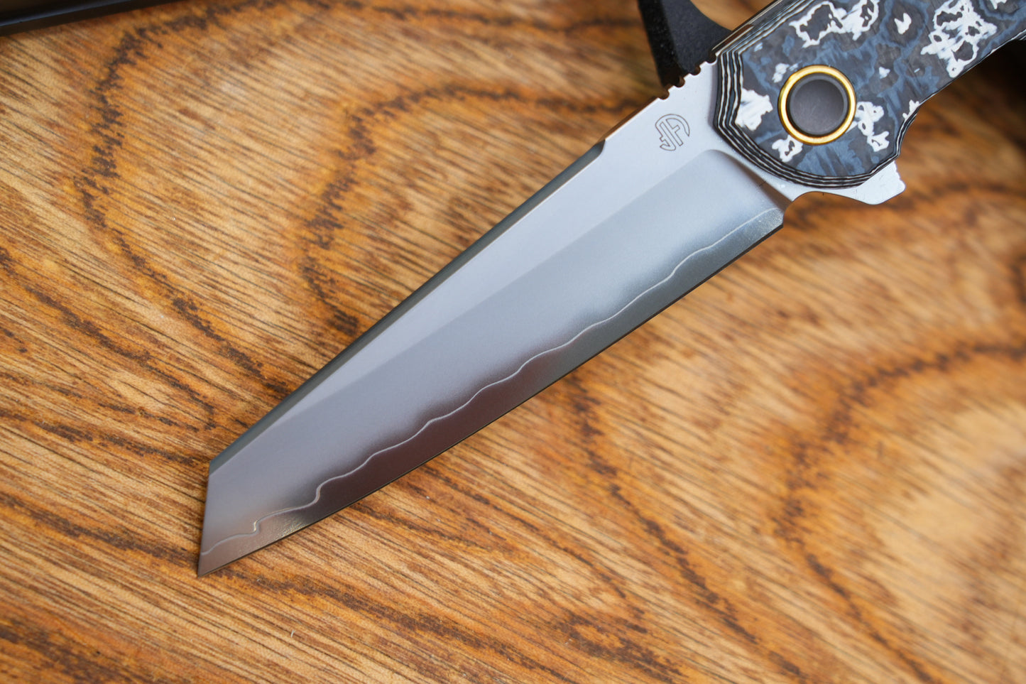 【Echo】2506-WHCF Sheepsfoot Blade White Ceramic Carbon Fiber Ti Handle&Clip Smooth Flippers