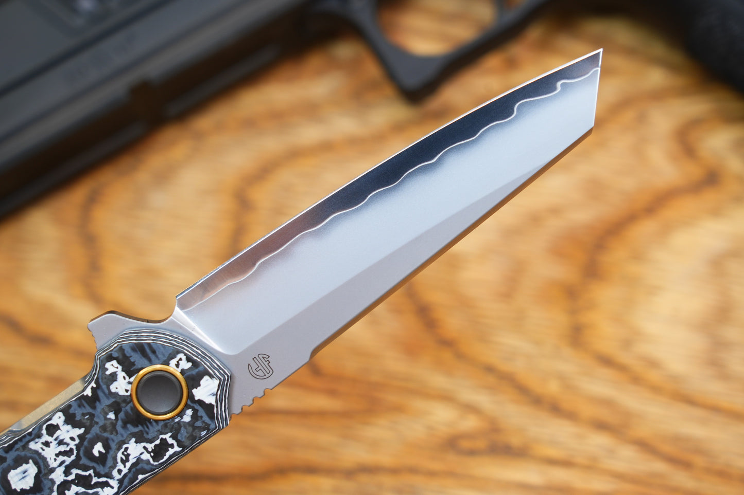 【Echo】2506-WHCF Sheepsfoot Blade White Ceramic Carbon Fiber Ti Handle&Clip Smooth Flippers