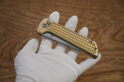 Chop 2 2403-G Aluminum bronze handle CNC Exclusive SLD-Magic Tanto grid
