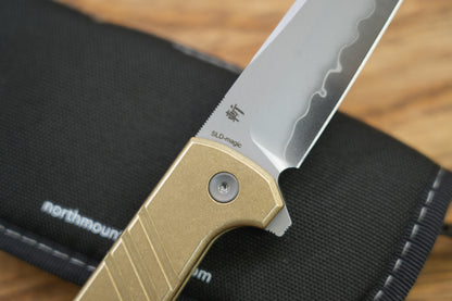 Chop 2 2403-S Aluminum Bronze handle chop2 Stripe SLD-Magic Traditional Japanese tactical folding knife