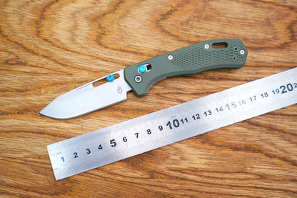 Gerber Assert Pivot Lock Folding Knife 2.98" S30V Bead Blast Clip Point Blade Blade, Textured Green Handles with Blue Accents, AXIS/Crossbar Lock - 30-001920