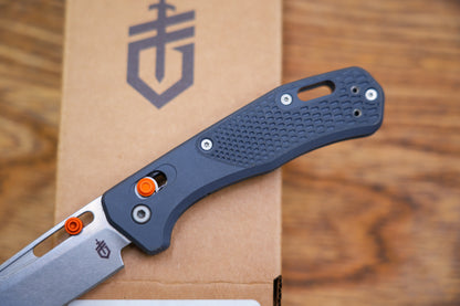 Gerber Assert Pivot Lock Folding Knife 2.98" S30V Stonewashed Clip Point Blade Blade, Textured Gray Handles with Red Accents, AXIS/Crossbar Lock - 30-001921