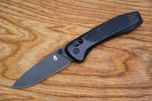 Gerber Reserve Sedulo Pivot Lock Folding Knife 3.4" S30V Black Oxide Drop Point Blade, Black FRN Handles, AXIS/Crossbar Lock - 30-001708