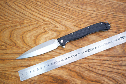 Daggerr Knives Vendetta Flipper Knife 5" 8Cr14MoV Black Stonewashed Spear Point Blade, Black FRN Handles, Liner Lock - DGRVDFBKBW