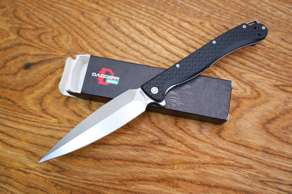 Daggerr Knives Vendetta Flipper Knife 5" 8Cr14MoV Black Stonewashed Spear Point Blade, Black FRN Handles, Liner Lock - DGRVDFBKBW