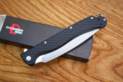 Daggerr Knives Vendetta Flipper Knife 5" 8Cr14MoV Black Stonewashed Spear Point Blade, Black FRN Handles, Liner Lock - DGRVDFBKBW
