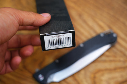 Daggerr Knives Vendetta Flipper Knife 5" 8Cr14MoV Black Stonewashed Spear Point Blade, Black FRN Handles, Liner Lock - DGRVDFBKBW