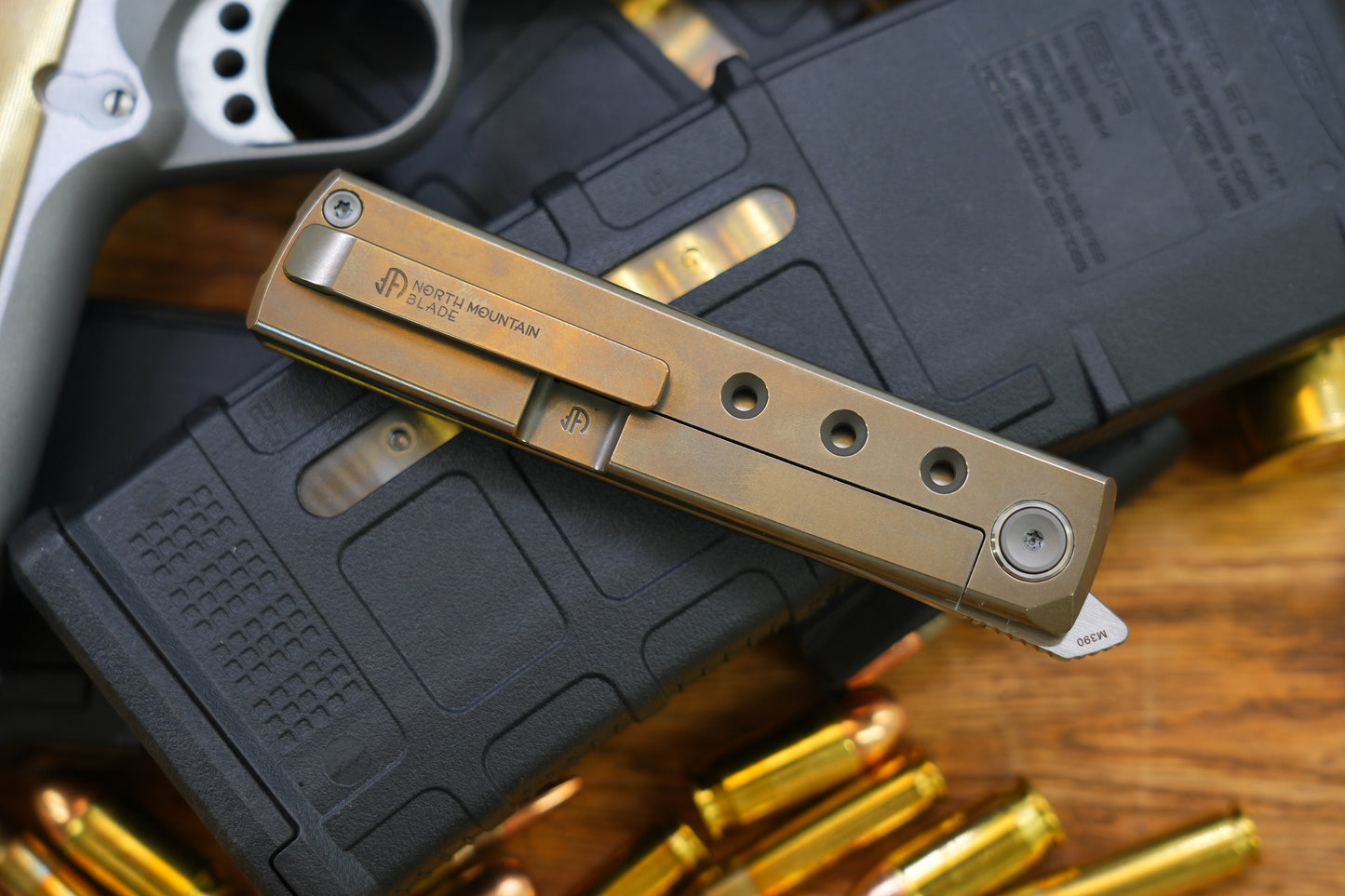 NEW 劍 KAIKEN Bronze Hole M390 Blade Titanium handle Titanium back clip Tanto