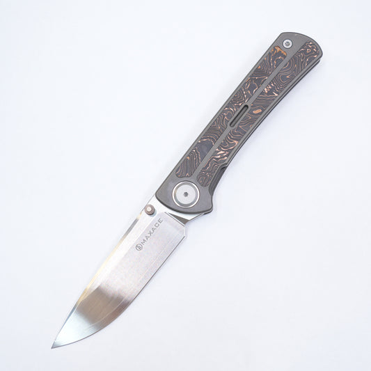 Maxace Peregrine Frame Lock Knife Ti/Copper CF Inlay (3.75" Satin)