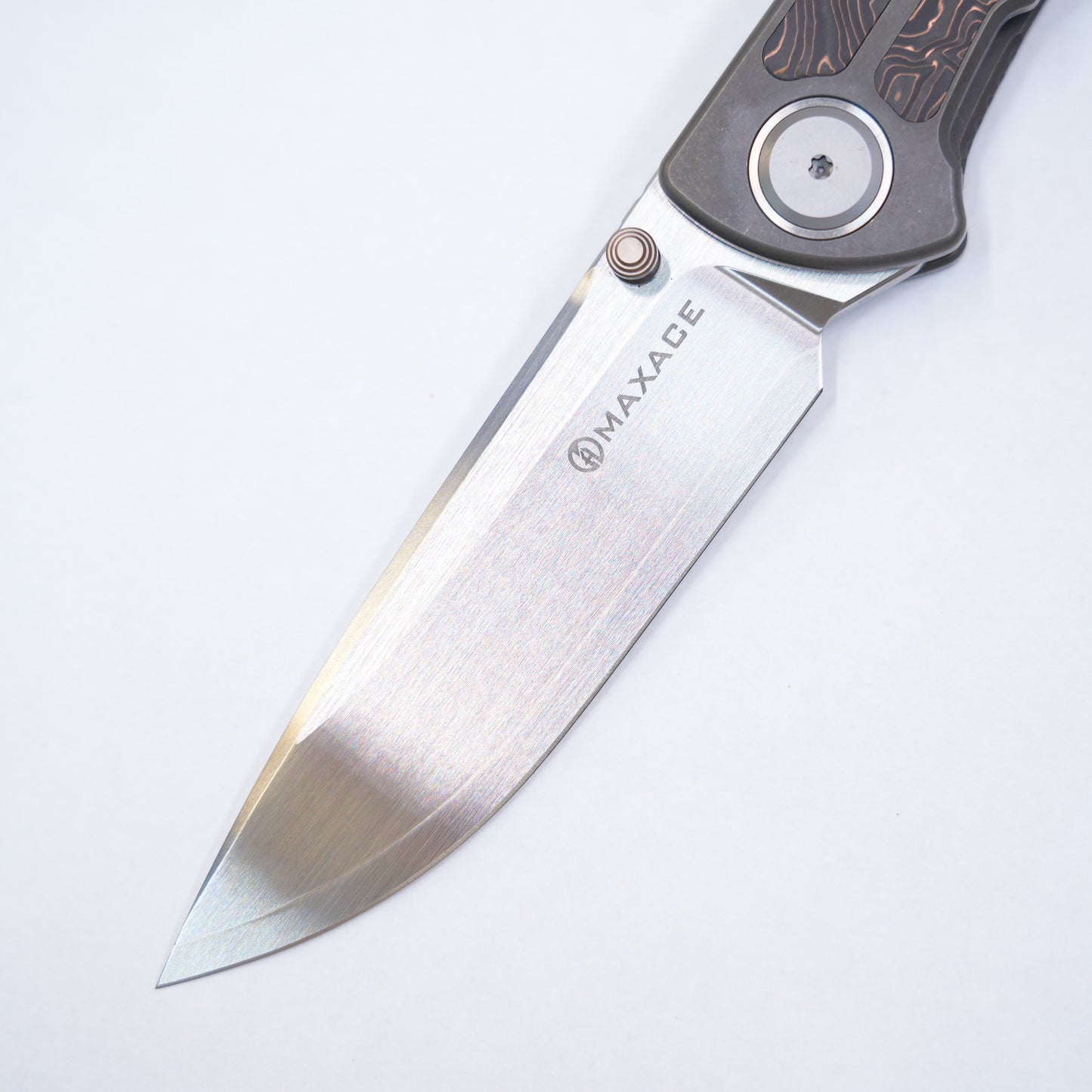 Maxace Peregrine Frame Lock Knife Ti/Copper CF Inlay (3.75" Satin)