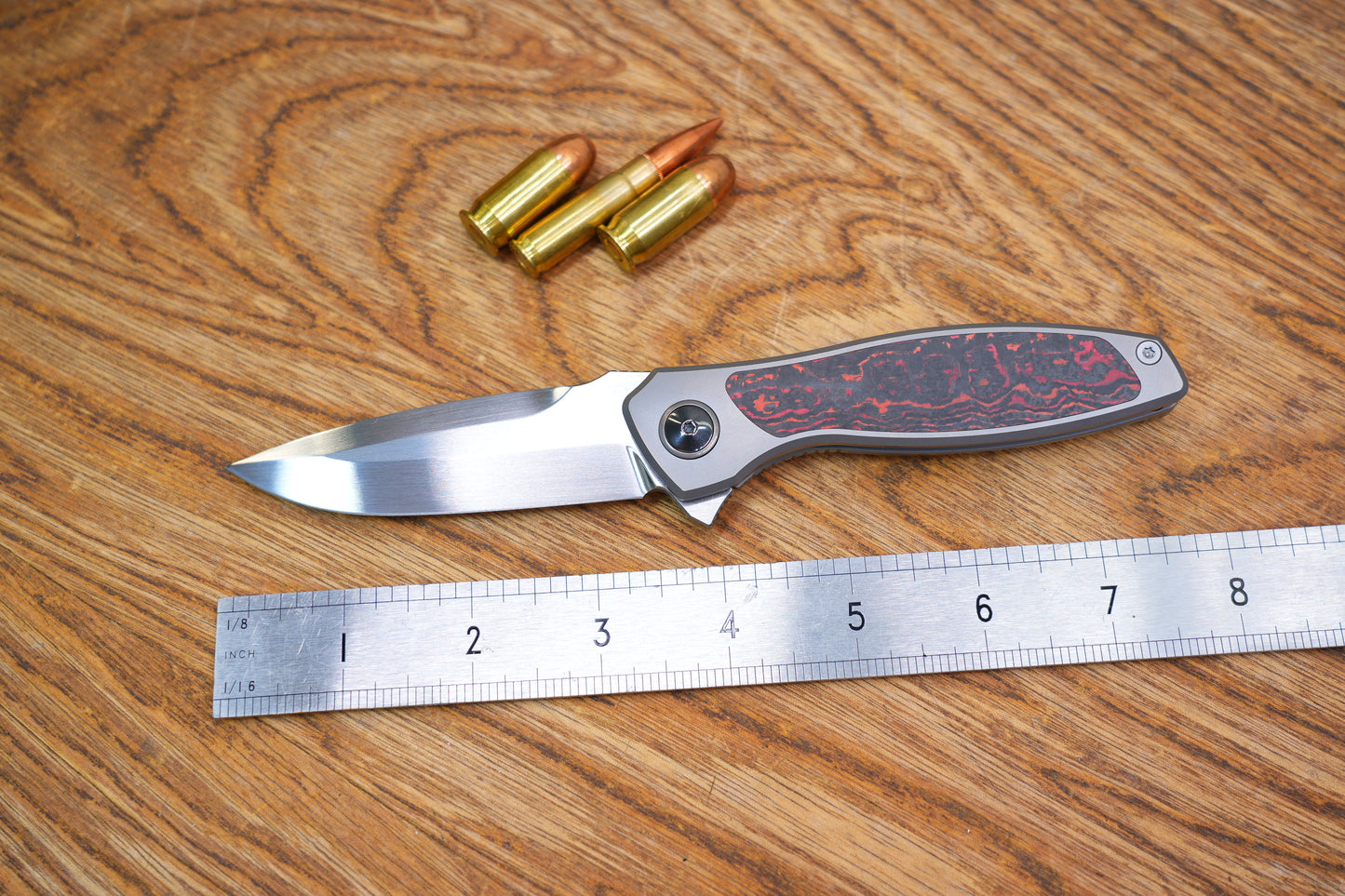 Maxace Peregrine Frame Lock Knife Ti/Copper CF Inlay (3.75" Satin)