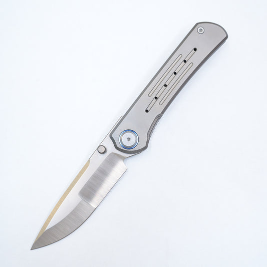 Maxace Peregrine II Folding Knife Sandblast Titanium Handle M390 Plain Edge M21A