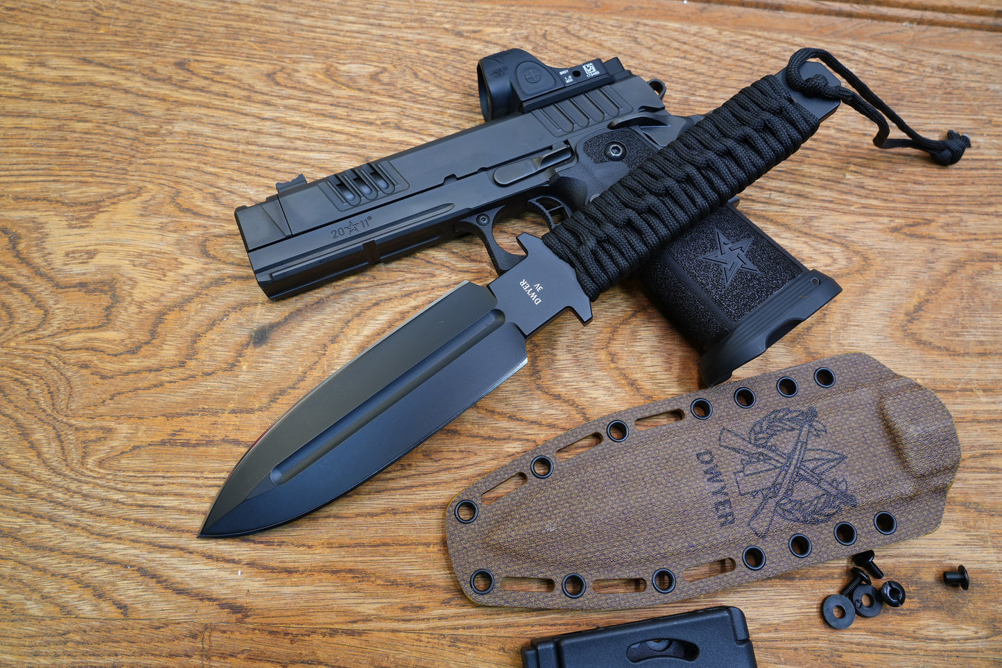 JW Black 3V Heavy-Duty Double-Edged Tactical Knife