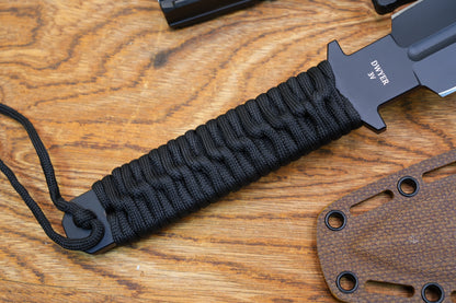JW Black 3V Heavy-Duty Double-Edged Tactical Knife