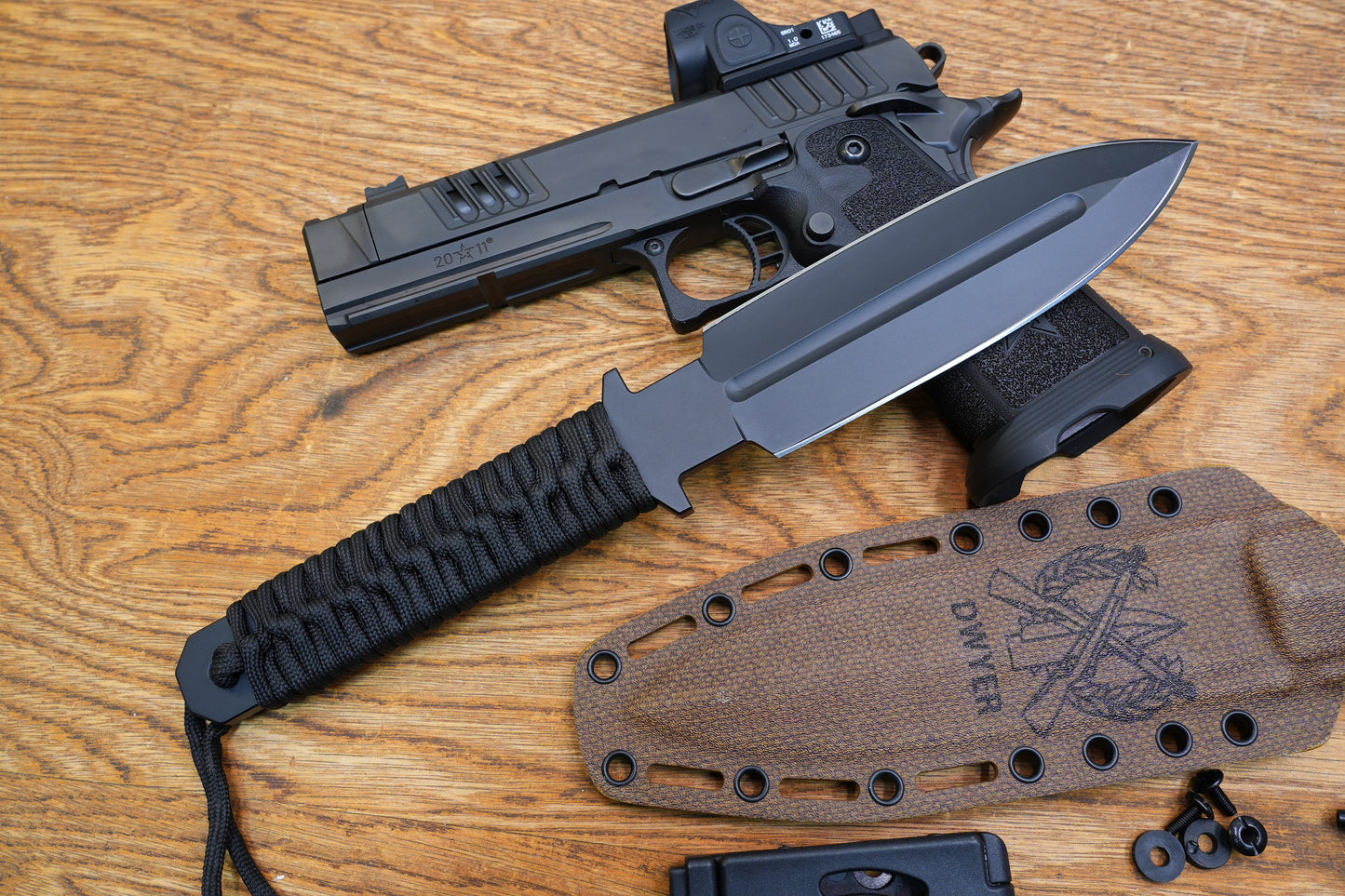 JW Black 3V Heavy-Duty Double-Edged Tactical Knife