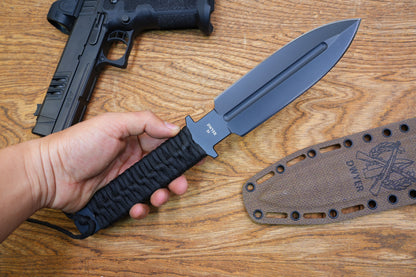 JW Black 3V Heavy-Duty Double-Edged Tactical Knife
