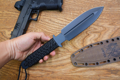 JW Black 3V Heavy-Duty Double-Edged Tactical Knife