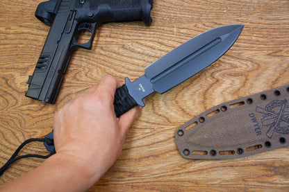 JW Black 3V Heavy-Duty Double-Edged Tactical Knife