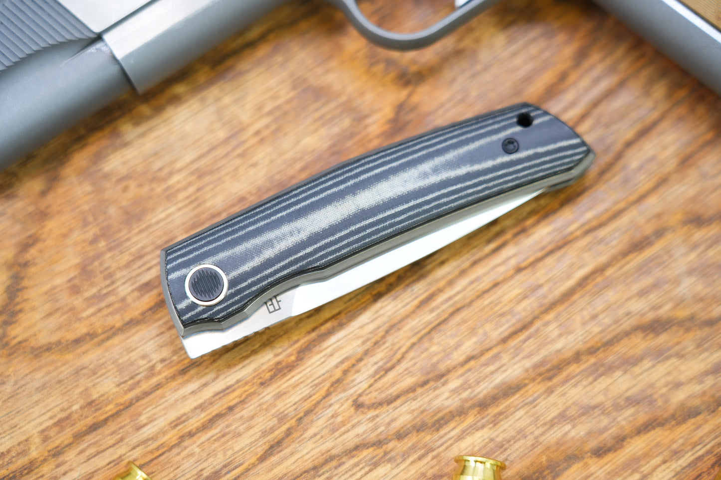 North Mountain Blade 【Guardian】Front Opening Tactical Folding Knife Handcrafted Satin Finish Micarta